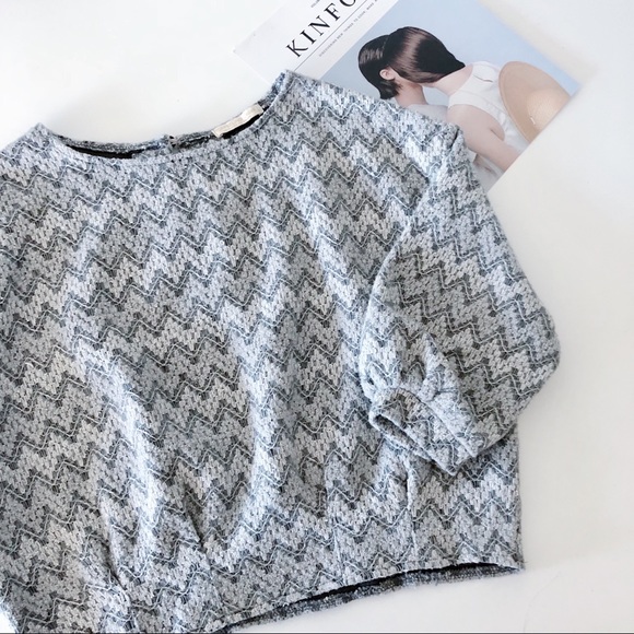 Tops - Embroidered Puffy Sleeve Cropped Top / Blouse